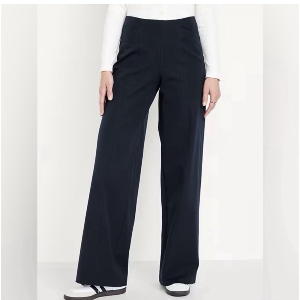 Old Navy High Waisted Pixie Super Wide Leg Pants Pull On Office Stretchy Navy S